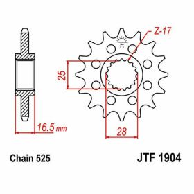 Pignone racing JT passo 525 15 denti JTF1904.15 per Ktm
