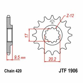 Pignon JT Sprocket pas 420 12 dents JTF1906.12