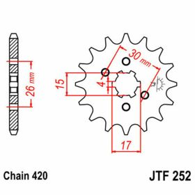 JT Sprocket 420 Pitch 17 Dents JTF252.17 pour Honda XR
