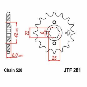 JT Sprocket 520 Pitch 16 Zähne JTF281.16 für Honda