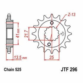 Pignone JT passo 525 16 denti JTF296.16 per Honda