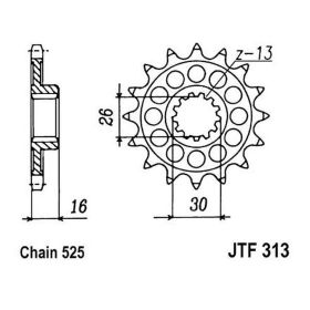 JT Sprocket 525 Pitch 16 Zähne JTF313.16 für Honda VFR 750 R