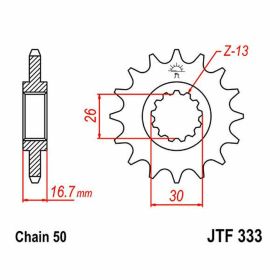JT Sprocket 530 Pitch 16 Zähne JTF333.16 für Honda
