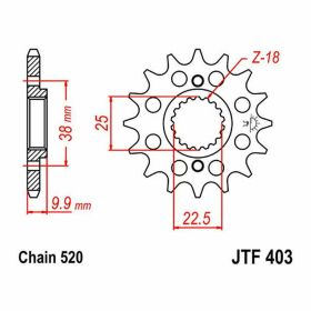 JT Racing Kettenrad 520 Pitch 13 Zähne JTF403.13