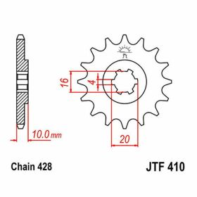 JT Sprocket Teilung 428 16 Zähne JTF410.16