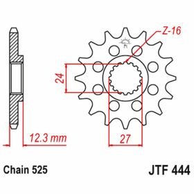 JT Racing Kettenrad 525 Pitch 16 Zähne JTF444.16 für Suzuki GSX-R 1000