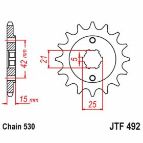 JT Sprocket 530 pitch 15 dents JTF492.15 pour Ducati PANTAH