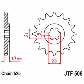 JT Sprocket 525 Pitch 14 Zähne JTF506.14 für Kawasaki KH 250
