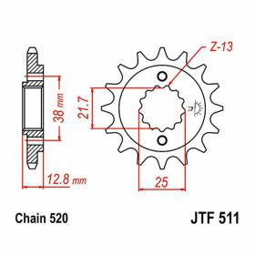 JT Sprocket 520 Pitch 14 Zähne JTF511.14 für Kawasaki