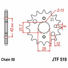Pignone JT passo 530 15 denti JTF519.15 per Kawasaki