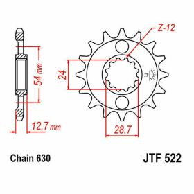 Pignone JT passo 630 15 denti JTF522.15 per Kawasaki Z