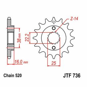 Pignone JT passo 520 13 denti JTF736.13 per Ducati
