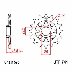 JT Racing Zahnrad 525 Pitch 15 Zähne JTF741.15 für Ducati