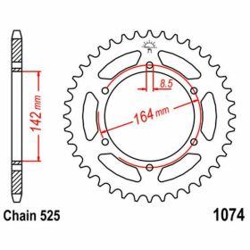 Corona JT 44 denti passo 525 acciaio per Hyosung GT 650