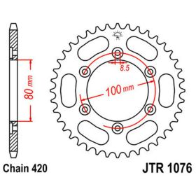 JT Couronne 48 Dents 420 Pitch Acier Noir pour Rieju