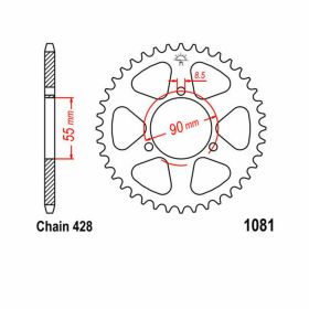 JT 46 Teeth 428 Pitch Black Steel Sprocket for Rieju