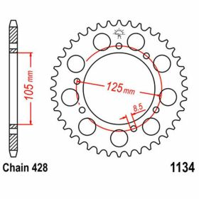 JT 56 Tooth Sprocket Pitch 428 Black Steel JTR1134.56