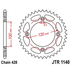 Corona JT 54 denti passo 428 acciaio per Beta RR