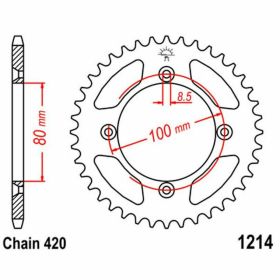 Corona JT 46 denti passo 420 nera acciaio per Honda