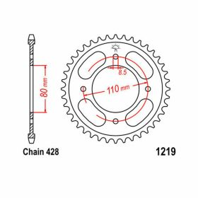 Corona JT 42 denti passo 428 acciaio per Honda
