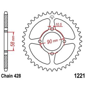 Corona JT 44 denti passo 428 argento acciaio per Honda