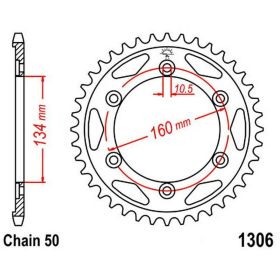 Corona JT 43 denti passo 530 acciaio JTR1306.43 per Honda