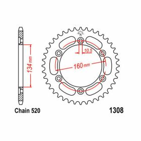 Corona JT 42 denti passo 520 acciaio JTR1308.42 per Honda
