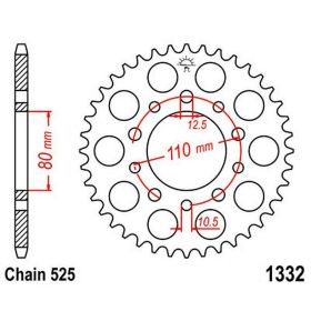 Pignon JT 38 dents pas 525 acier JTR1332.38