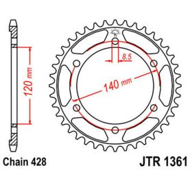 JT 50 Teeth 428 Pitch Black Steel Sprocket for Honda