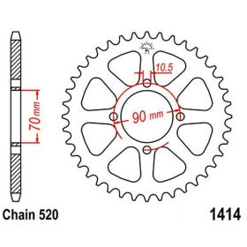 Corona JT 43 denti passo 520 acciaio JTR1414.43 per Kawasaki