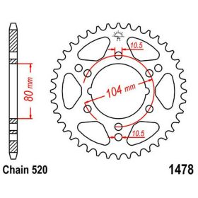 JT Crown 43 Teeth Pitch 520 Steel JTR1478.43