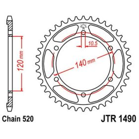 JT Sprocket 43 Teeth Pitch 520 Steel JTR1490.43