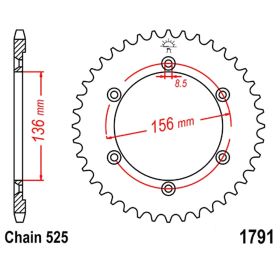 REAR SPROCKET Z41 525 SILVER D.INT. 136 727.56.47