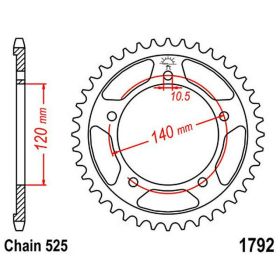 JT Sprocket 40 Zähne Teilung 525 Stahl JTR1792.40