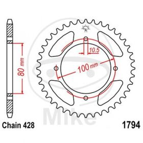 REAR SPROCKET Z45 428 BLACK D.INT. 080 727.59.69