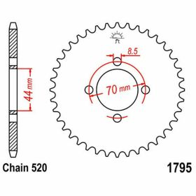 JT Sprocket 22 Zähne Teilung 520 Schwarzstahl JTR1795.22