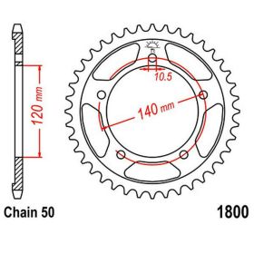 Corona JT 47 denti passo 530 acciaio JTR1800.47