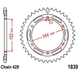 Corona JT 55 denti passo 428 nera acciaio per Yamaha SR