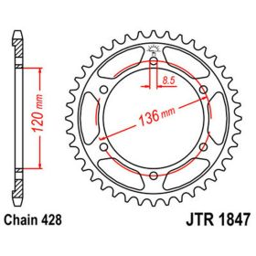 JT Sprocket 51 Zähne Teilung 428 Schwarzes Stahl für Yamaha