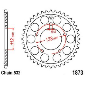 Corona JT 48 denti passo 532 argento acciaio JTR1873.48 per Yamaha