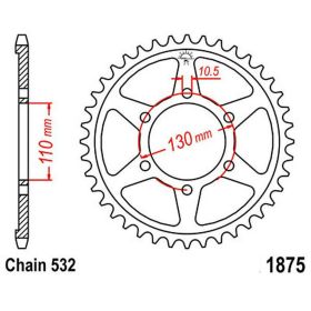 Corona JT 48 denti passo 532 argento acciaio JTR1875.48 per Yamaha