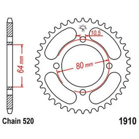 JT 36 Teeth Steel Sprocket 520 Pitch Black JTR1910.36