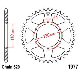 JT 48-Zähne-Stahlritzel 520 Teilung für Honda XL 250 K