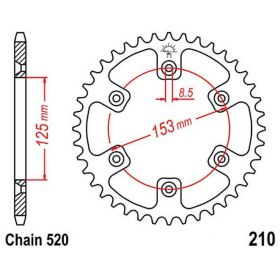 JT Crown 44 Zähne Teilung 520 schwarzes Stahl JTR210.44