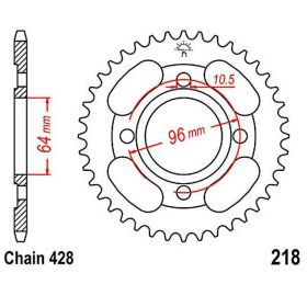 JT 44 Teeth 428 Pitch Black Steel Sprocket for Honda CG 125 ES
