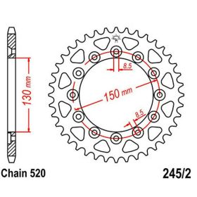 JT sprocket 44 teeth pitch 520 steel JTR245/2.44