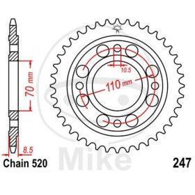 REAR SPROCKET Z35 520 SILVER D.INT. 070 727.29.66
