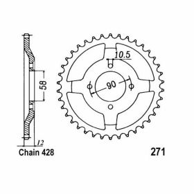 Corona JT 50 denti passo 428 acciaio per Honda