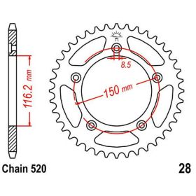 JT Sprocket 42 Zähne Teilung 520 Stahl für Aprilia RS 250