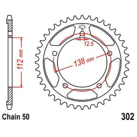 Corona JT 45 denti passo 530 acciaio JTR302.45 per Honda